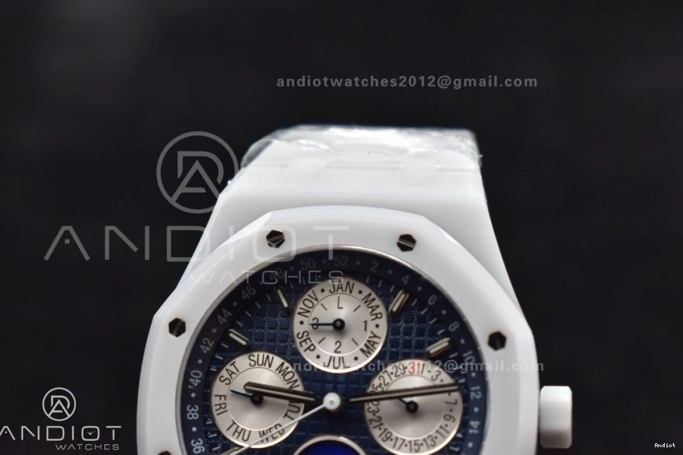 26579cb on Perpetual Ceramic Calendar White Bracelet APSF Best A5134 Ceramic Oak Royal Edition 0514